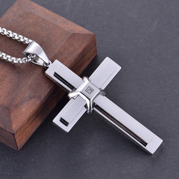 Christianartworkshop Collana con ciondolo a croce sovrapposta: simbolo di fede e grazia eterna - Argento - image 3