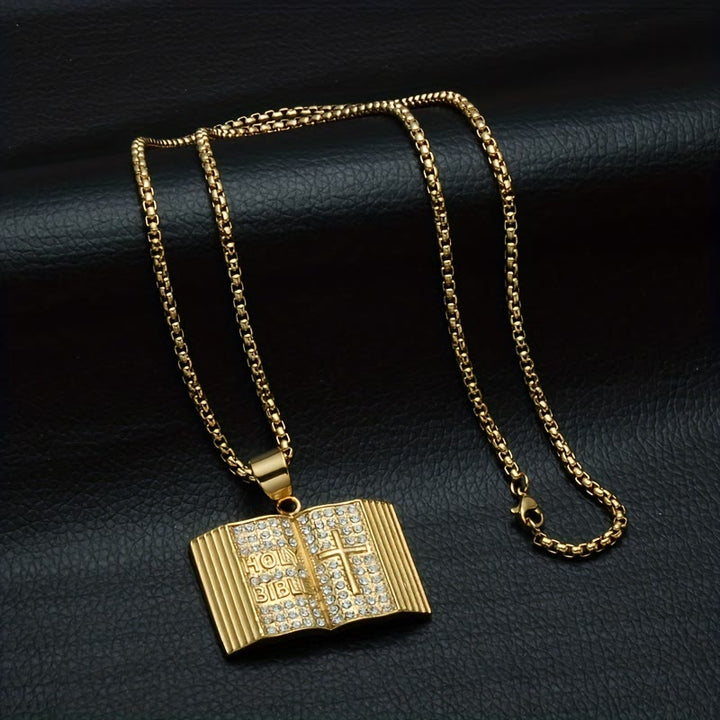 Christianartworkshop Collana con ciondolo a croce a forma di Bibbia: simbolo di fede e saggezza divina. - image 1