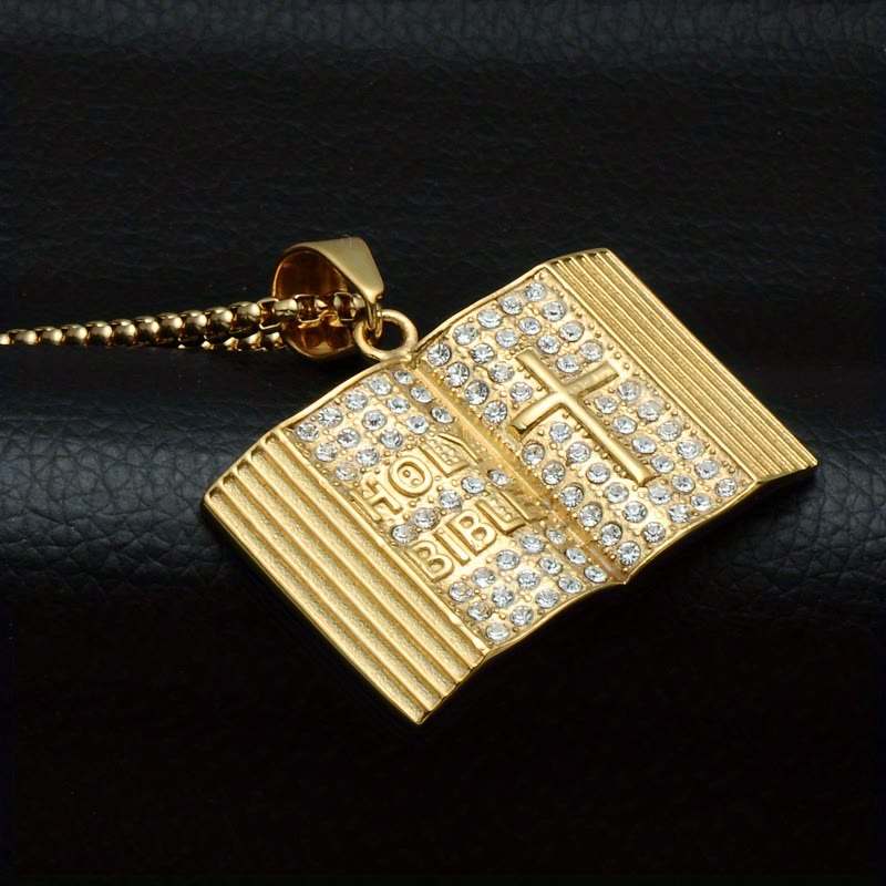 Christianartworkshop Collana con ciondolo a croce a forma di Bibbia: simbolo di fede e saggezza divina. - D'oro - image 0