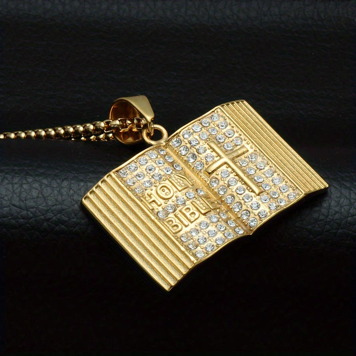 Christianartworkshop Collana con ciondolo a croce a forma di Bibbia: simbolo di fede e saggezza divina. - D'oro - image 0