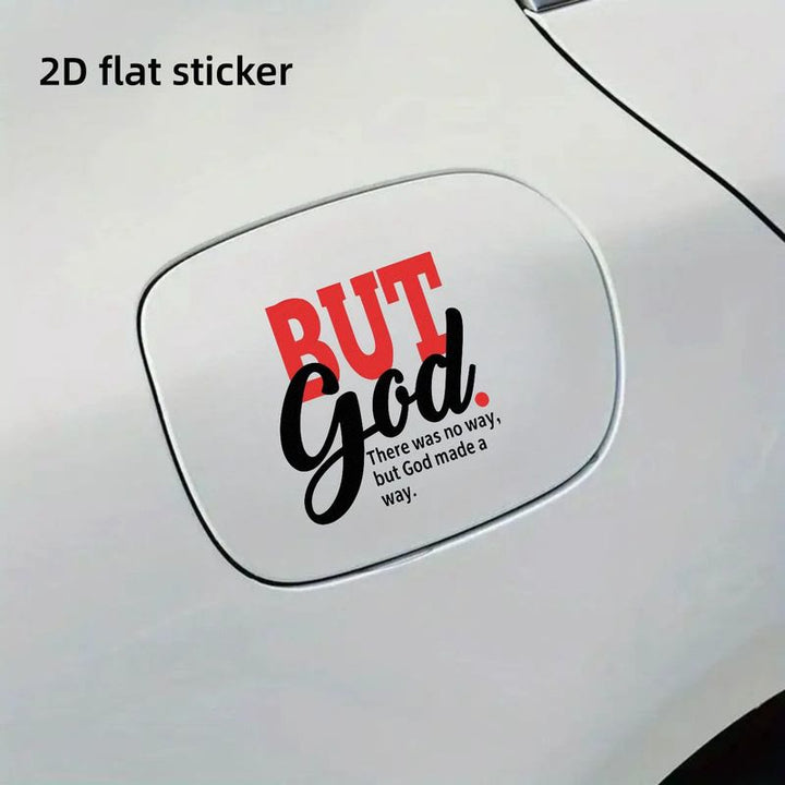 Christianartworkshop Adesivo per auto resistente alle intemperie con la scritta "BUT GOD": un messaggio di speranza senza tempo. - image 2