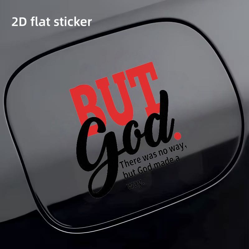 Christianartworkshop Adesivo per auto resistente alle intemperie con la scritta "BUT GOD": un messaggio di speranza senza tempo. - image 3