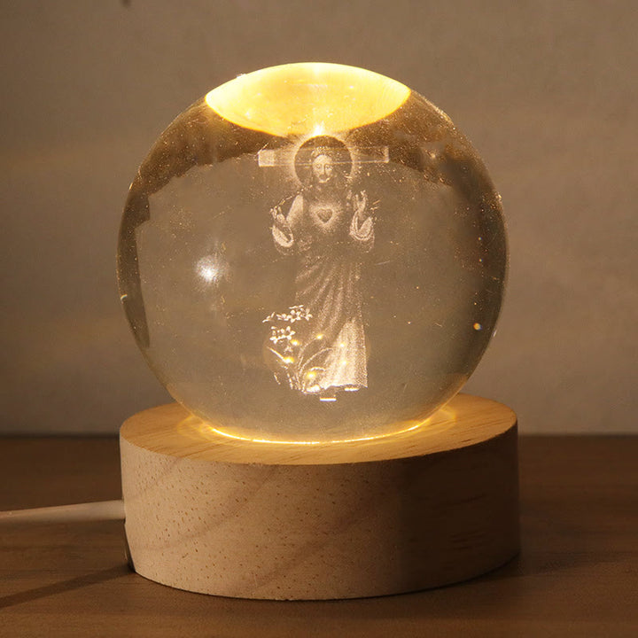Christianartworkshop Sfera di cristallo luminosa con immagini sacre: simbolo di luce e grazia divine. - B - Palla da 8 cm - image 1