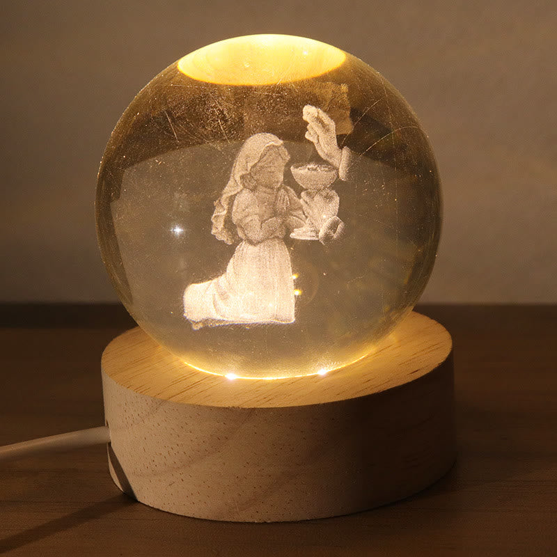 Christianartworkshop Sfera di cristallo luminosa con immagini sacre: simbolo di luce e grazia divine. - F - Palla da 8 cm - image 5