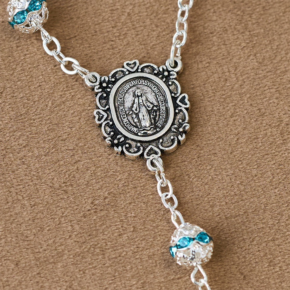 Christianartworkshop Rosario tascabile con perline scintillanti e medaglia della Madonna: simbolo di fede e grazia - image 5