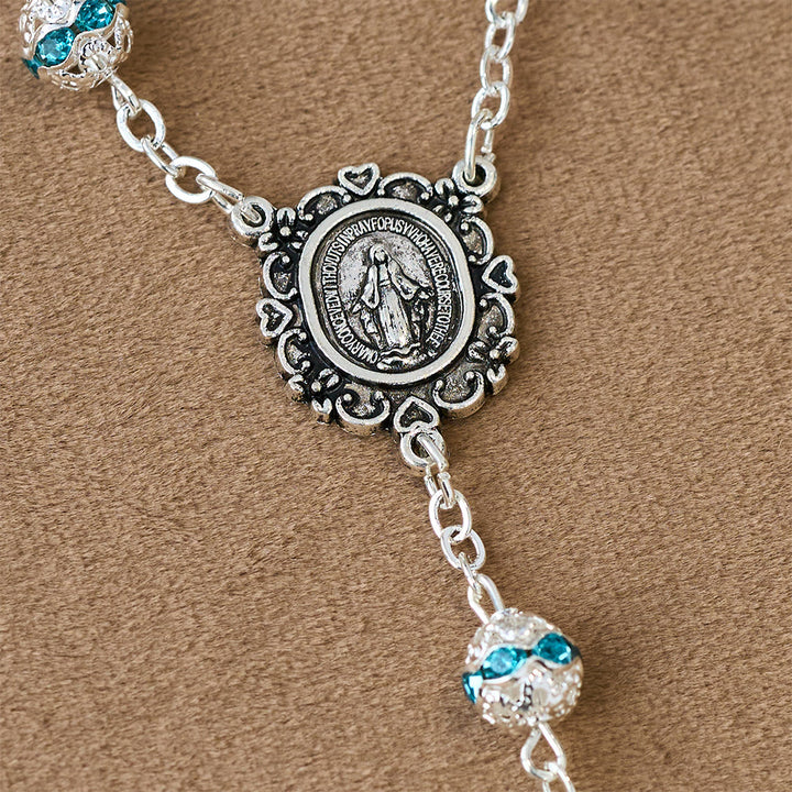 Christianartworkshop Rosario tascabile con perline scintillanti e medaglia della Madonna: simbolo di fede e grazia - image 5