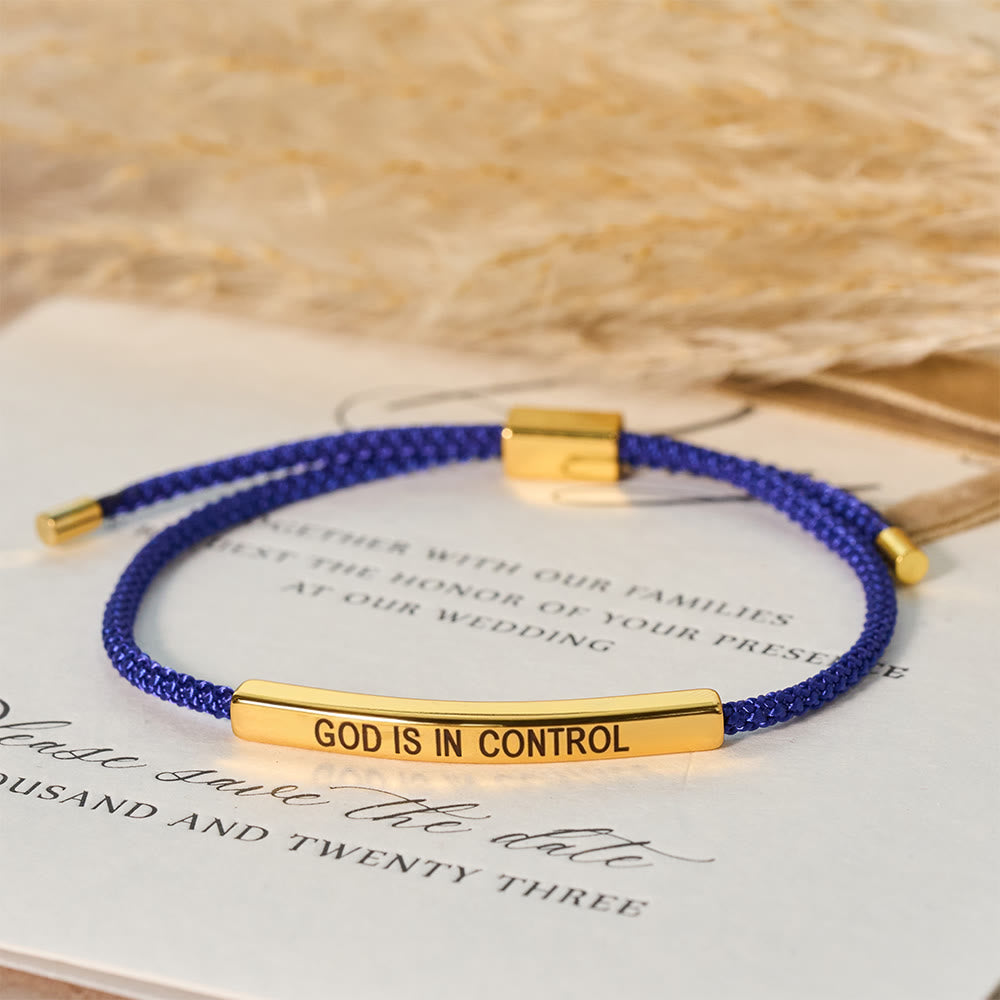 Braccialetto della fede "Dio ha il controllo" Christianartworkshop : simbolo di fiducia e benedizione nuziale - Oro + Blu - image 10