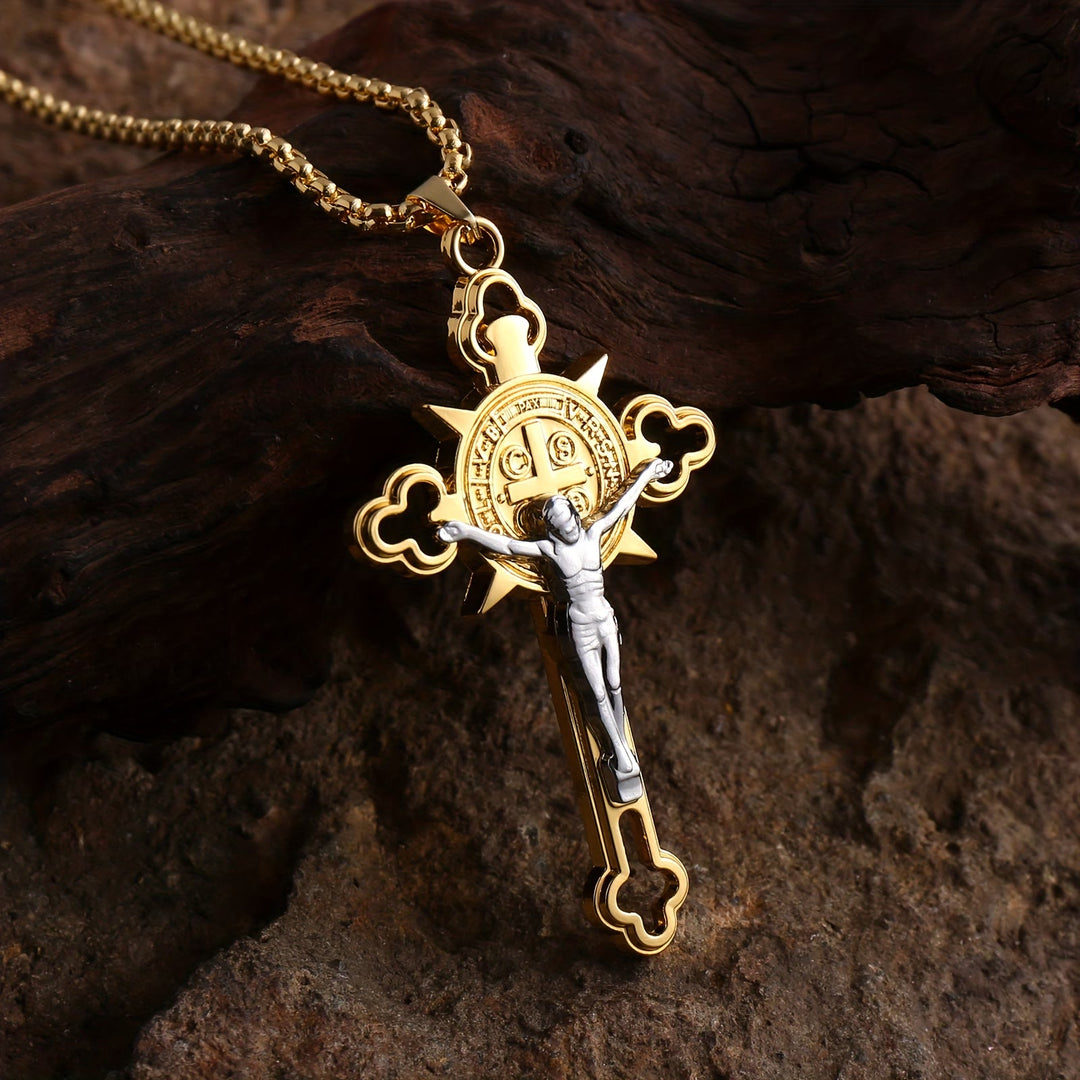 Christianartworkshop Collana con ciondolo a croce traforata: simbolo di fede e protezione divina - Dorato 70 cm - image 2