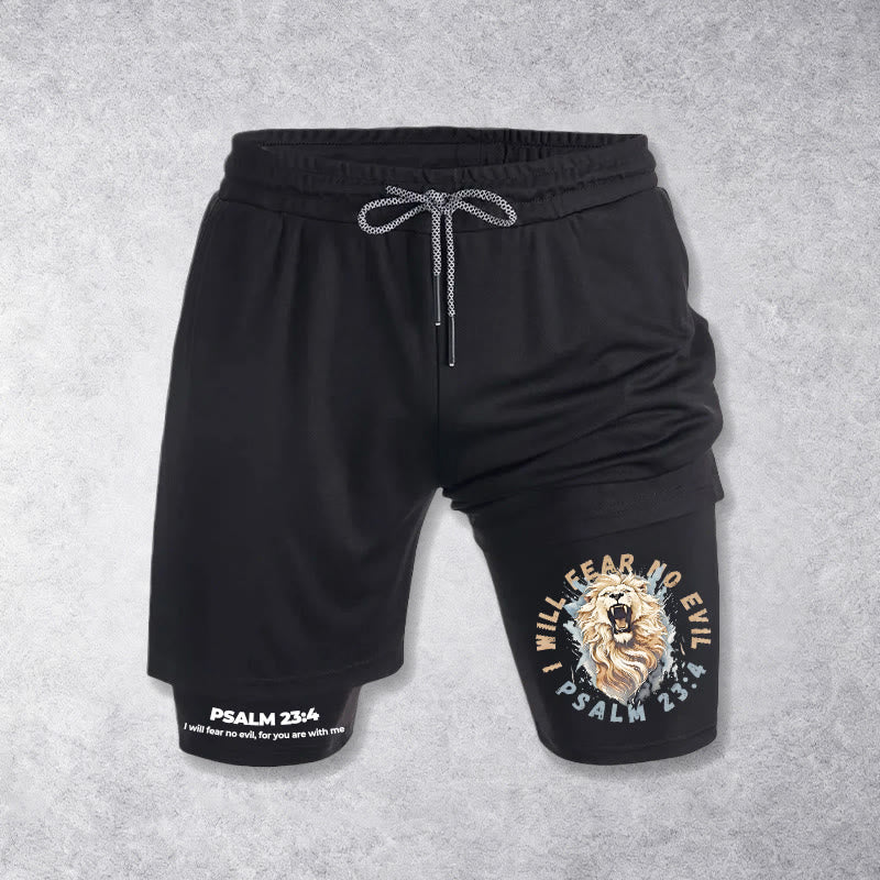 Christianartworkshop Pantaloncini con la scritta Salmo 23 "Non temerò alcun male" - Nero - 3XL - image 9