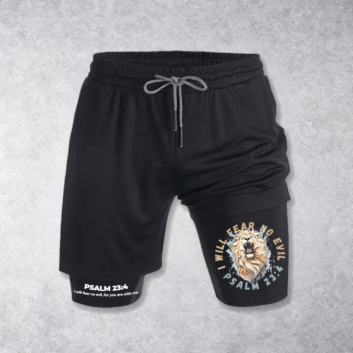 Christianartworkshop Pantaloncini con la scritta Salmo 23 "Non temerò alcun male" - Nero - 3XL - image 9