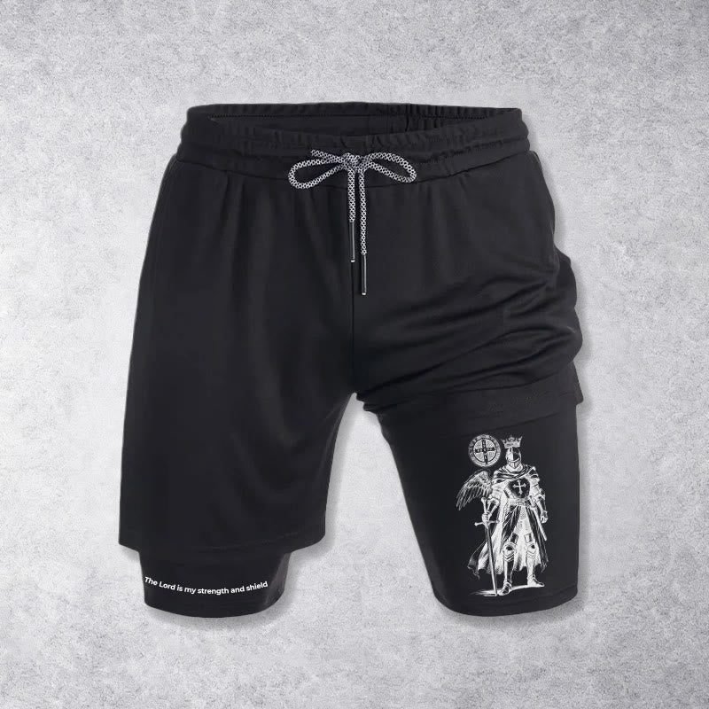 Christianartworkshop Il Signore è la mia forza e pantaloncini da cavaliere con scudo - Nero - 3XL - image 9