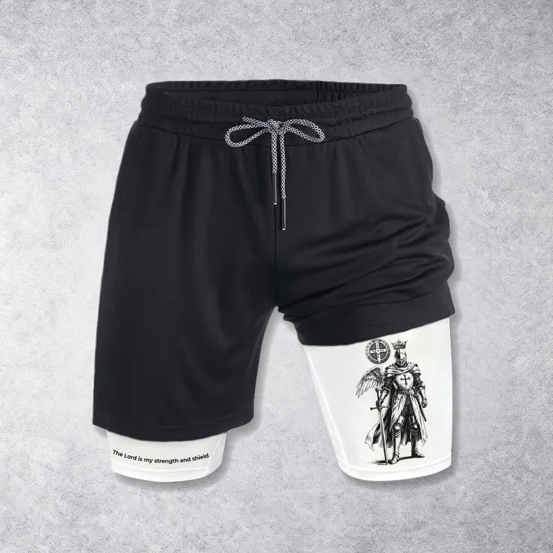 Christianartworkshop Il Signore è la mia forza e pantaloncini da cavaliere con scudo - Bianco - 3XL - image 0