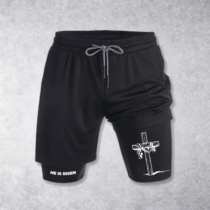 Christianartworkshop È risorto Resurrezione Cross Performance Shorts - Nero - 3XL - image 9