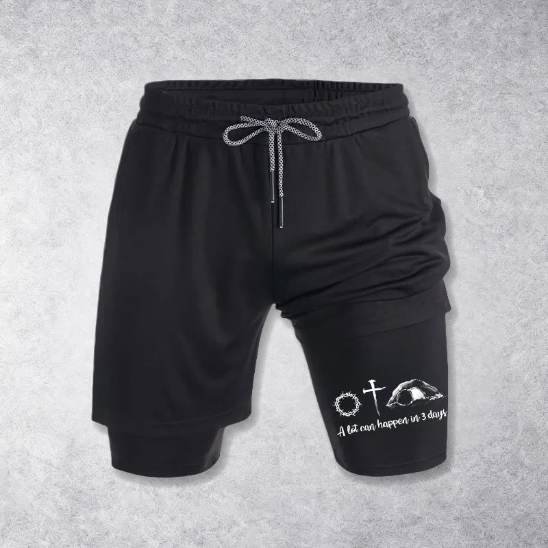 Christianartworkshop In tre giorni possono succedere tante cose: pantaloncini corti con simboli della resurrezione. - Nero - 3XL - image 9