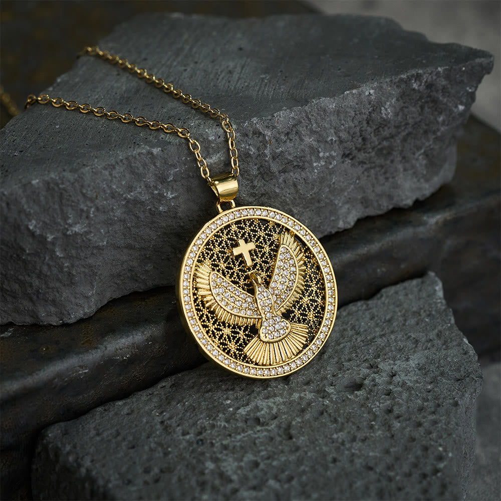 Christianartworkshop Collana con colomba dello Spirito Santo e scintillante simbolo celeste: un simbolo radioso di fede - image 1