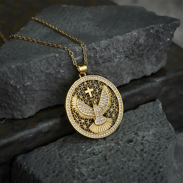 Christianartworkshop Collana con colomba dello Spirito Santo e scintillante simbolo celeste: un simbolo radioso di fede - image 1