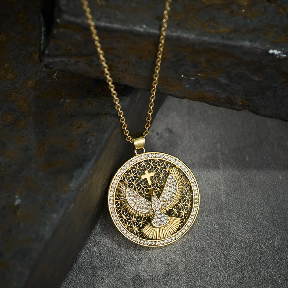 Christianartworkshop Collana con colomba dello Spirito Santo e scintillante simbolo celeste: un simbolo radioso di fede - image 4