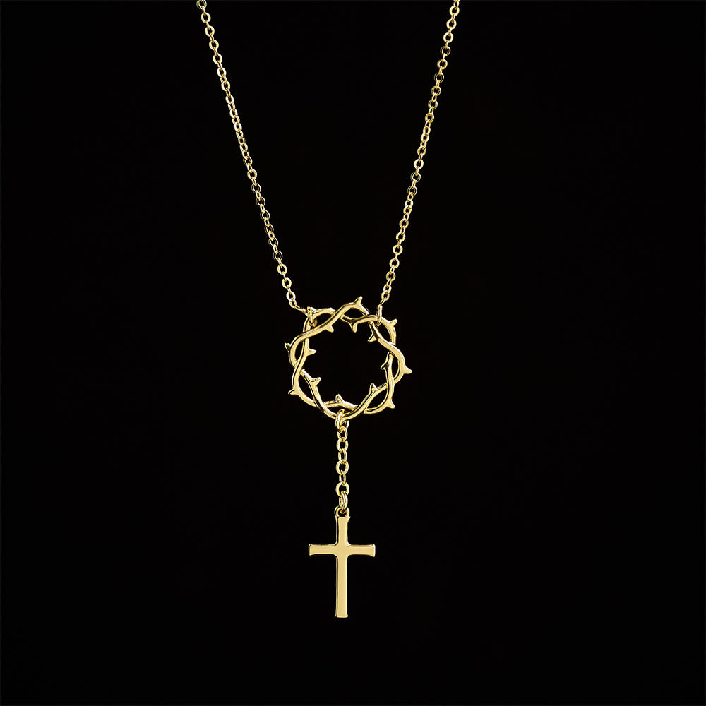 Christianartworkshop Collana con croce e corona di spine: simbolo della passione e della redenzione di Cristo - D'oro - image 2