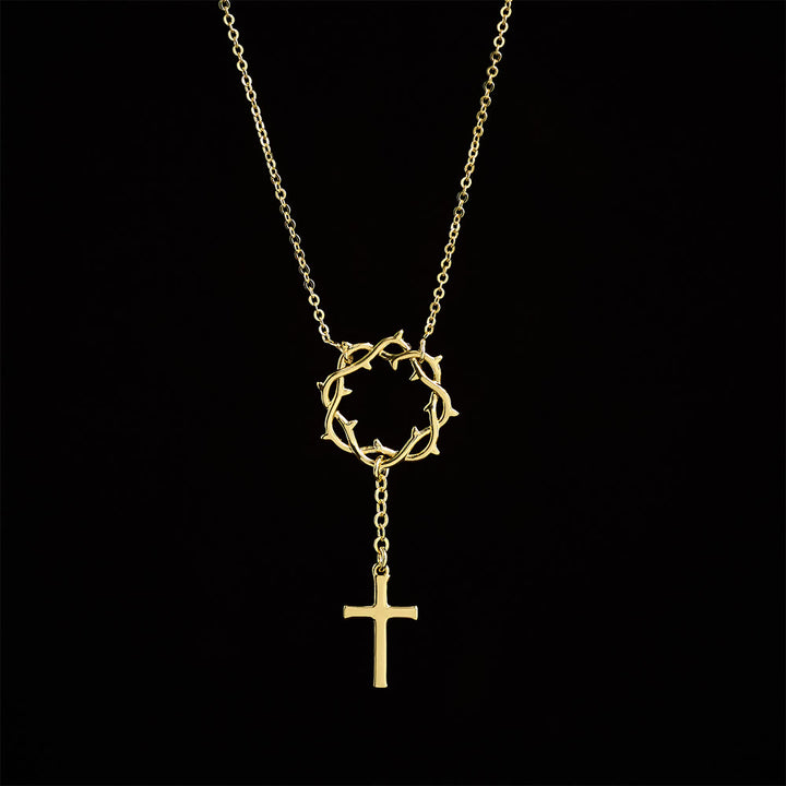 Christianartworkshop Collana con croce e corona di spine: simbolo della passione e della redenzione di Cristo - D'oro - image 2