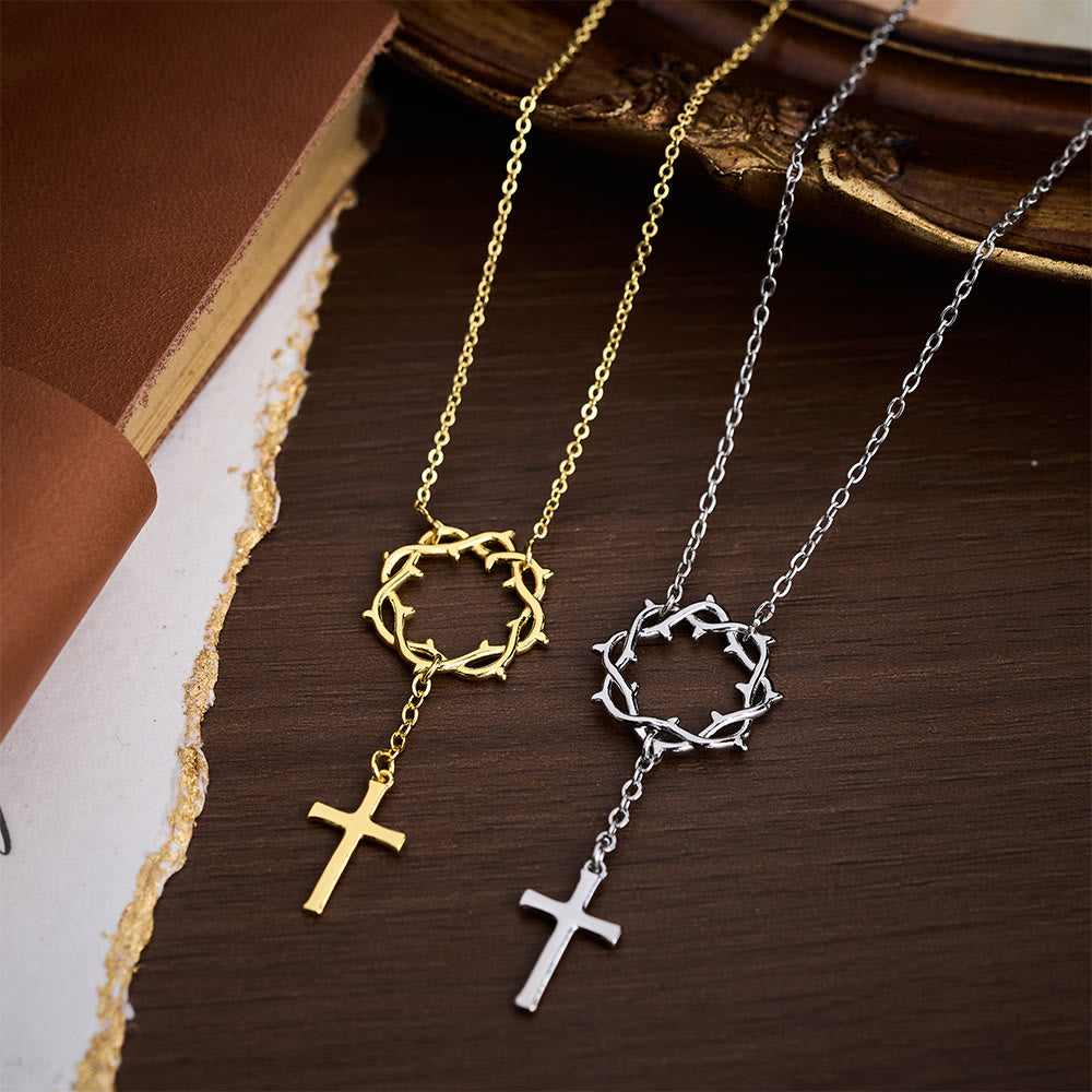 Christianartworkshop Collana con croce e corona di spine: simbolo della passione e della redenzione di Cristo - image 1