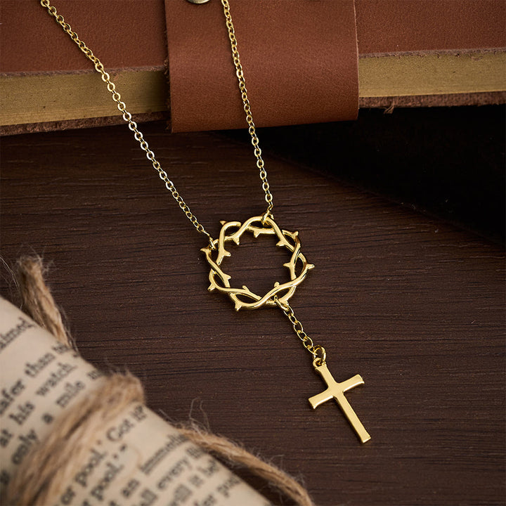 Christianartworkshop Collana con croce e corona di spine: simbolo della passione e della redenzione di Cristo - image 3