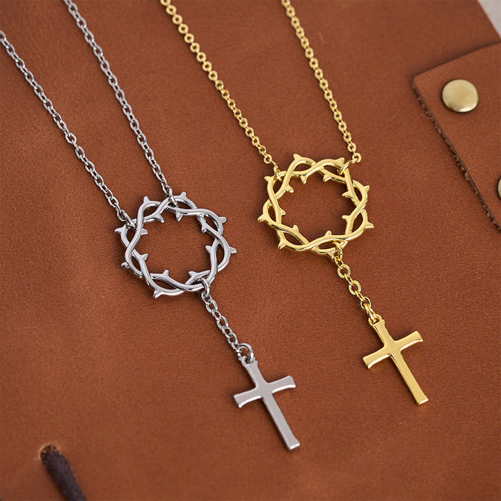 Christianartworkshop Collana con croce e corona di spine: simbolo della passione e della redenzione di Cristo - image 0