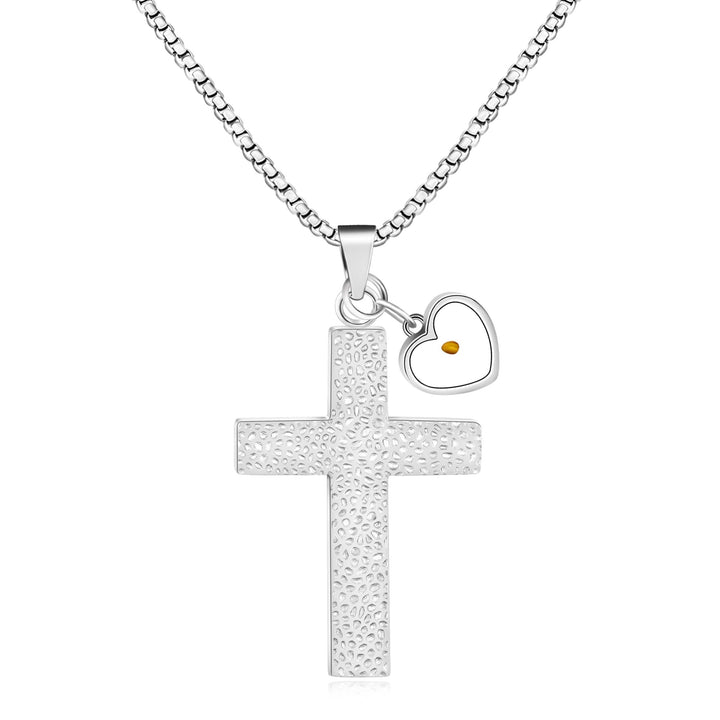 Christianartworkshop Collana con croce testurizzata e semi di senape: ciondoli metallici per promemoria spirituali - Argento - image 6