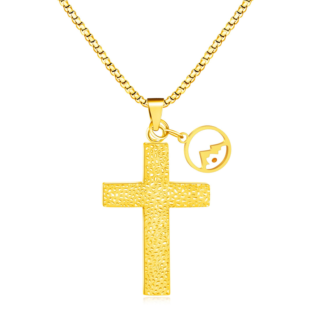 Christianartworkshop Collana con croce testurizzata e semi di senape: ciondoli metallici per promemoria spirituali - D'oro - image 12