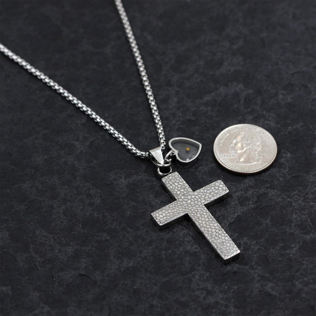 Christianartworkshop Collana con croce testurizzata e semi di senape: ciondoli metallici per promemoria spirituali - image 11