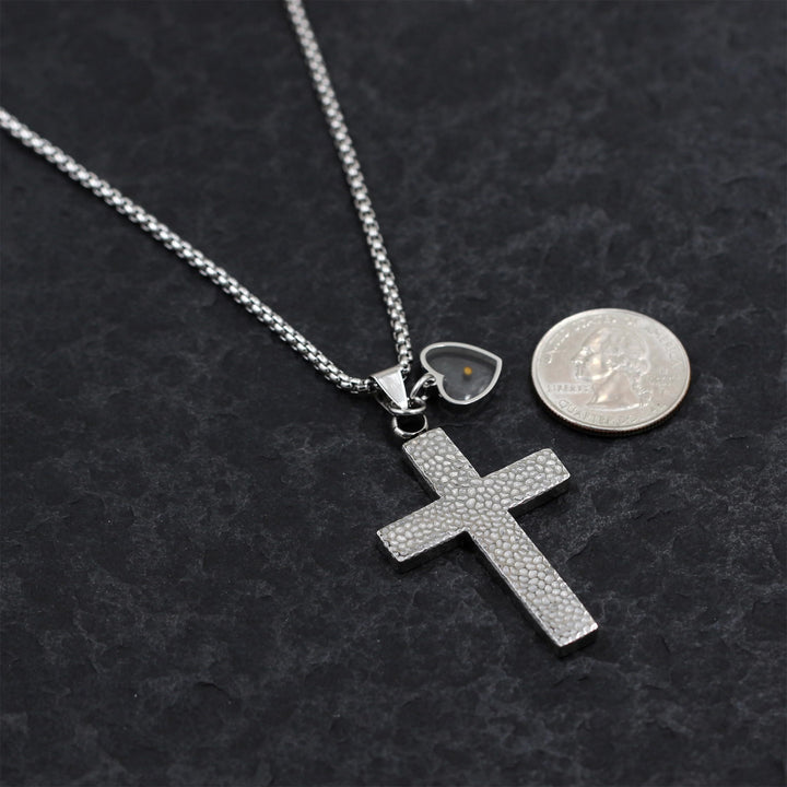 Christianartworkshop Collana con croce testurizzata e semi di senape: ciondoli metallici per promemoria spirituali - image 11