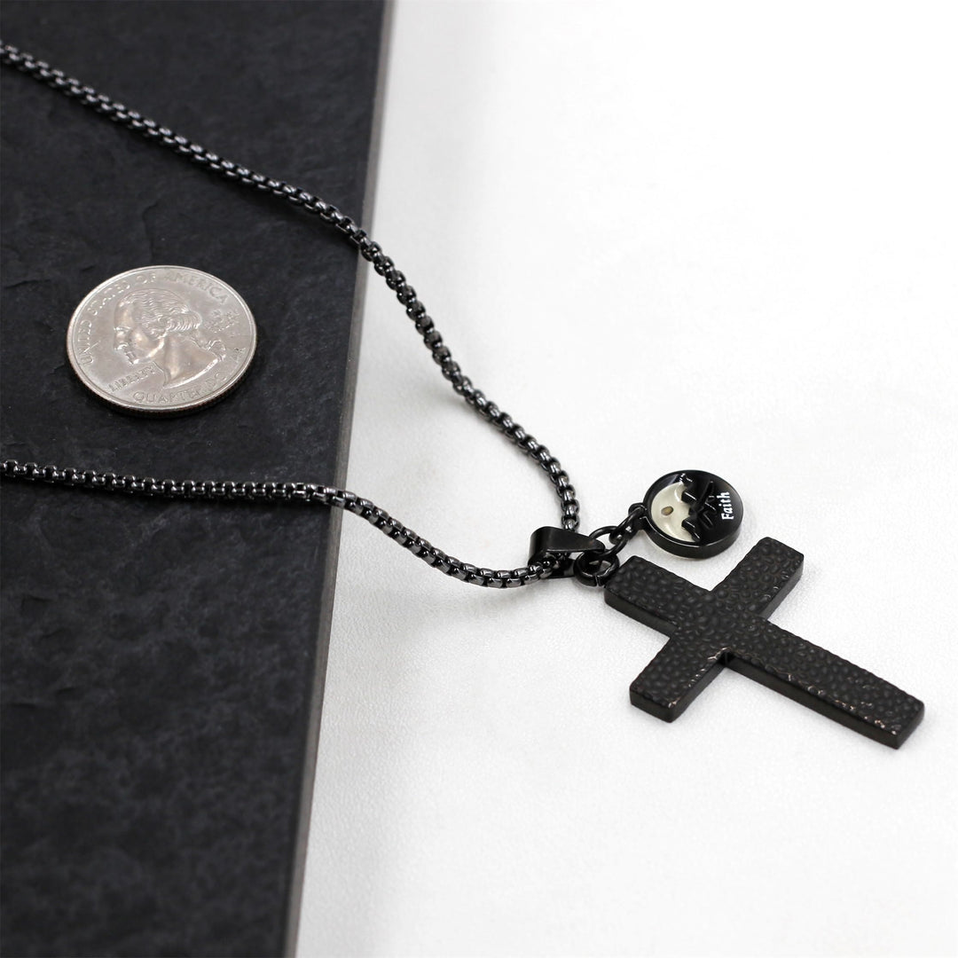 Christianartworkshop Collana con croce testurizzata e semi di senape: ciondoli metallici per promemoria spirituali - image 3