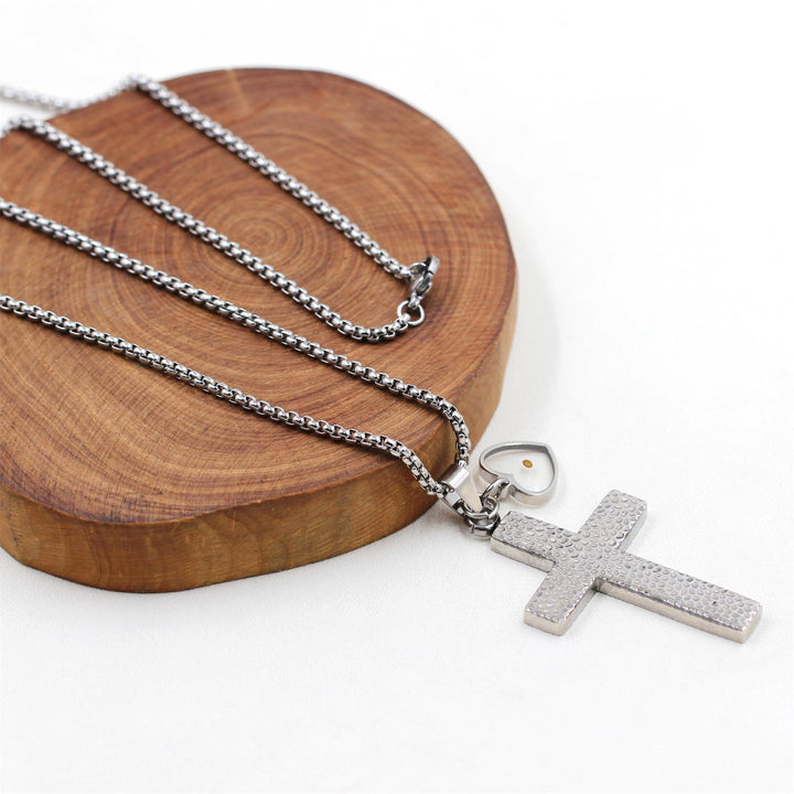 Christianartworkshop Collana con croce testurizzata e semi di senape: ciondoli metallici per promemoria spirituali - image 9