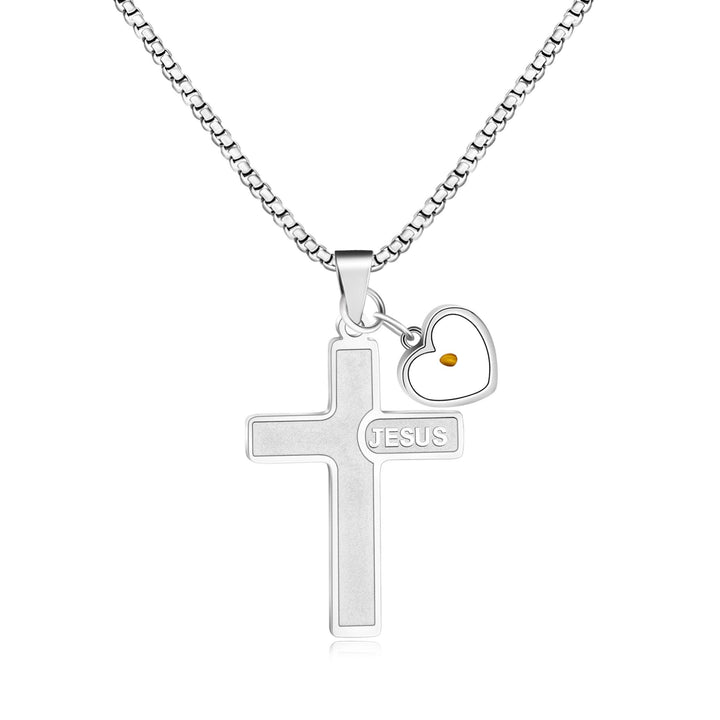 Christianartworkshop Collana con croce in grani di senape incisa con l'immagine di Gesù: simbolo dell'amore di Cristo e della forza della fede. - Argento - image 5
