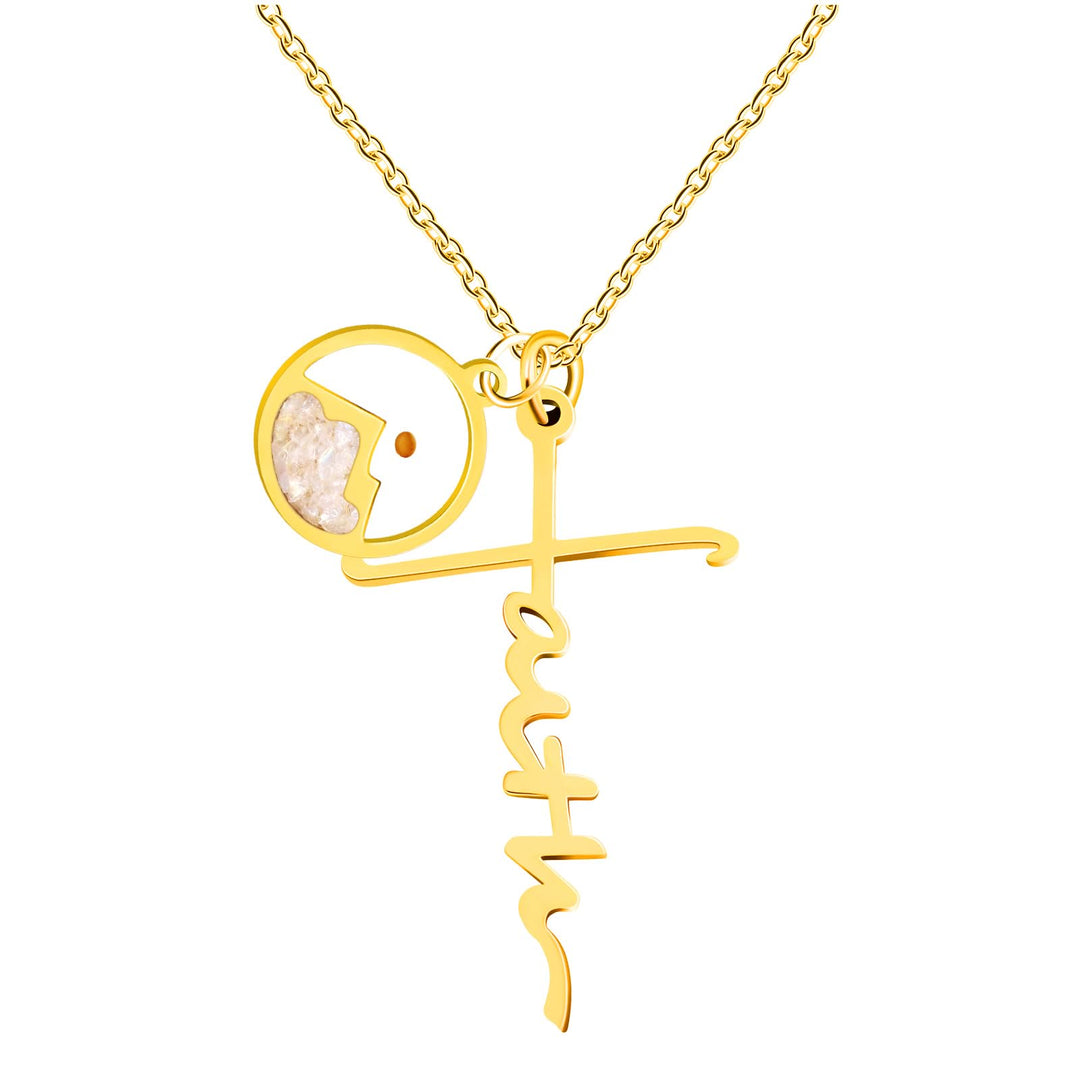 Christianartworkshop Collana con croce e semi di senape con scritta "Faith": un simbolo di fede incrollabile. - Oro + Bianco - image 17