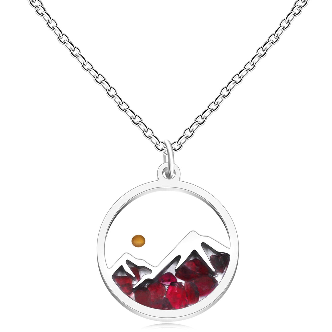 Christianartworkshop Collana con montagna a forma di seme di senape e pietre preziose multiple: un simbolo di fede che muove le montagne - Rosso - image 0