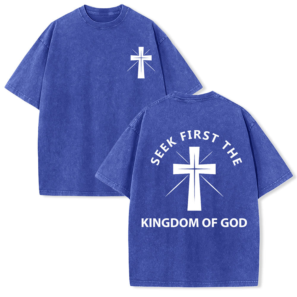 Christianartworkshop Cerca prima il Regno di Dio - T-shirt unisex lavata - Blu - 5XL - image 18