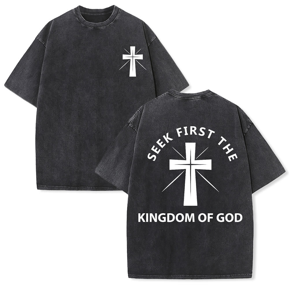 Christianartworkshop Cerca prima il Regno di Dio - T-shirt unisex lavata - Nero - 5XL - image 0