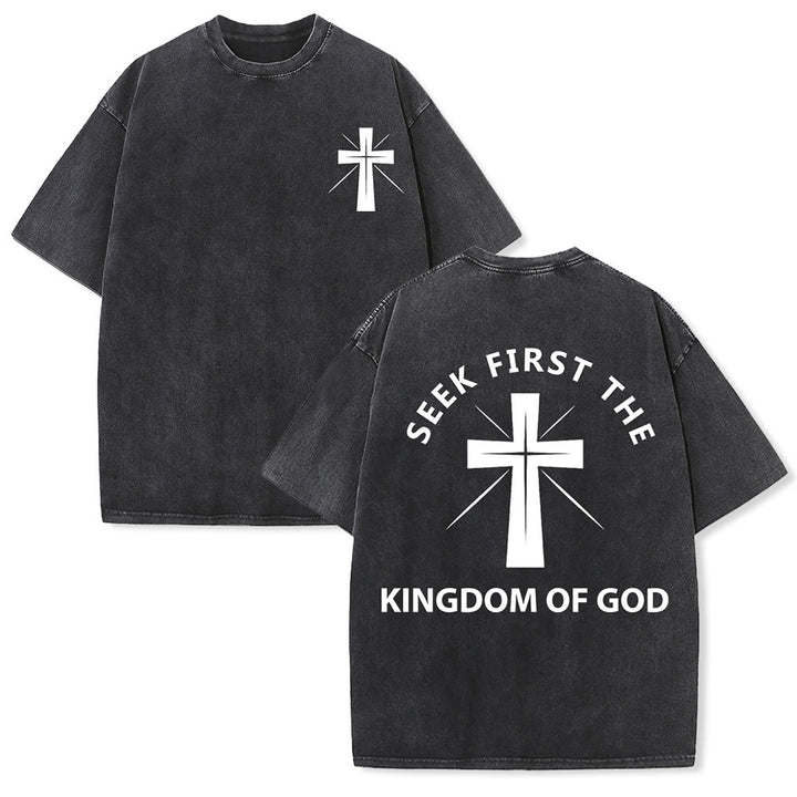 Christianartworkshop Cerca prima il Regno di Dio - T-shirt unisex lavata - Nero - 5XL - image 0