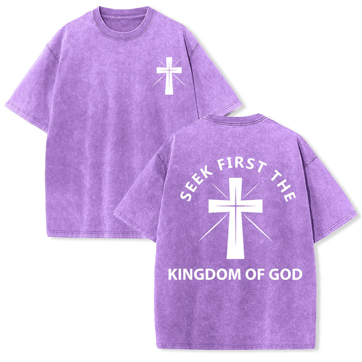 Christianartworkshop Cerca prima il Regno di Dio - T-shirt unisex lavata - Viola - 5XL - image 21