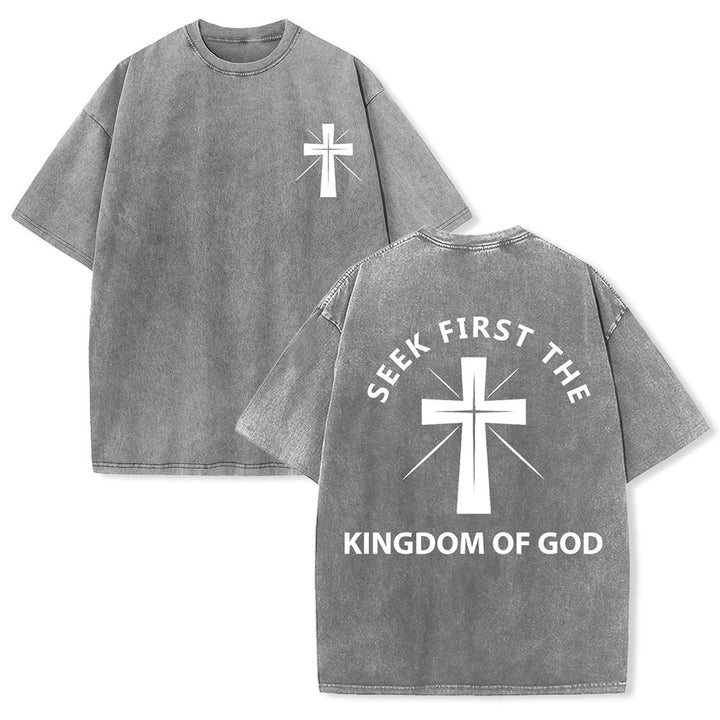 Christianartworkshop Cerca prima il Regno di Dio - T-shirt unisex lavata - Grigio - 5XL - image 3
