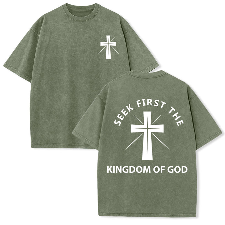 Christianartworkshop Cerca prima il Regno di Dio - T-shirt unisex lavata - Verde militare - 5XL - image 9