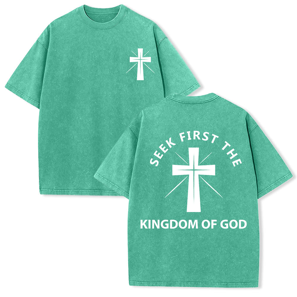 Christianartworkshop Cerca prima il Regno di Dio - T-shirt unisex lavata - Verde - 5XL - image 6