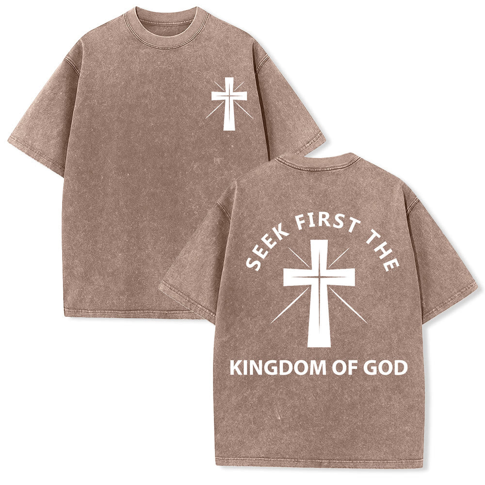 Christianartworkshop Cerca prima il Regno di Dio - T-shirt unisex lavata - Caffè - 5XL - image 15