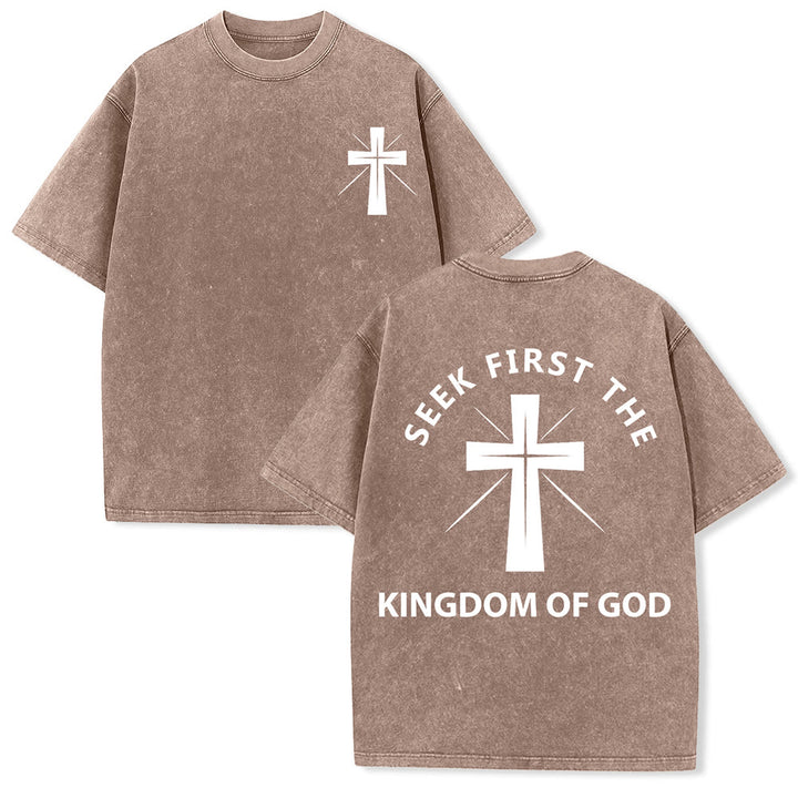 Christianartworkshop Cerca prima il Regno di Dio - T-shirt unisex lavata - Caffè - 5XL - image 15