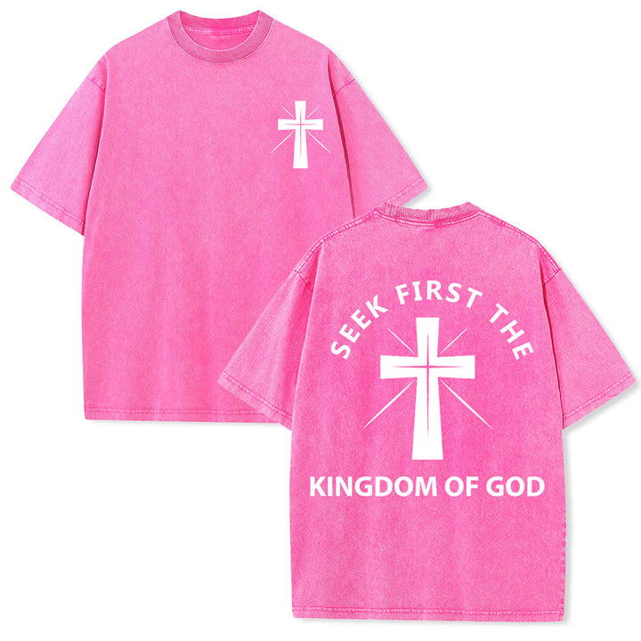 Christianartworkshop Cerca prima il Regno di Dio - T-shirt unisex lavata - Rosa - 5XL - image 24