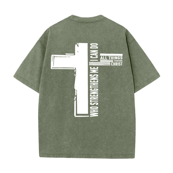 Christianartworkshop Dio è buono Filippesi 4:13 Croce T-shirt unisex lavata - image 10