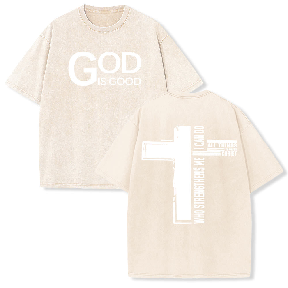 Christianartworkshop Dio è buono Filippesi 4:13 Croce T-shirt unisex lavata - Beige - 5XL - image 15