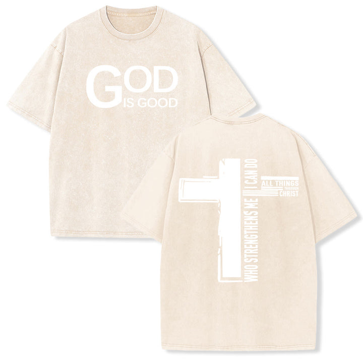 Christianartworkshop Dio è buono Filippesi 4:13 Croce T-shirt unisex lavata - Beige - 5XL - image 15