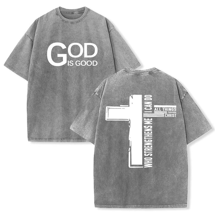 Christianartworkshop Dio è buono Filippesi 4:13 Croce T-shirt unisex lavata - Grigio - 5XL - image 3