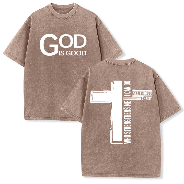 Christianartworkshop Dio è buono Filippesi 4:13 Croce T-shirt unisex lavata - Marrone - 5XL - image 12